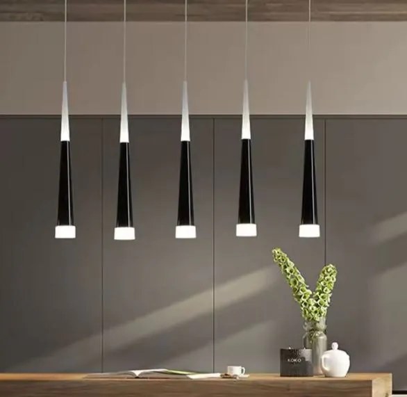 Lampa stożkowa LED z kloszem wiszącym sufitowa AT50-1SL-Czarna