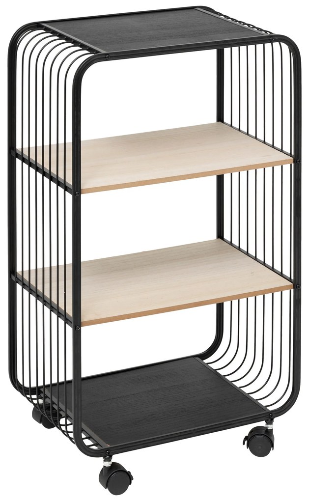 Półka mobilna NOIR, 3-poziomowa, metalowa, 43,3 x 28 x 74 cm