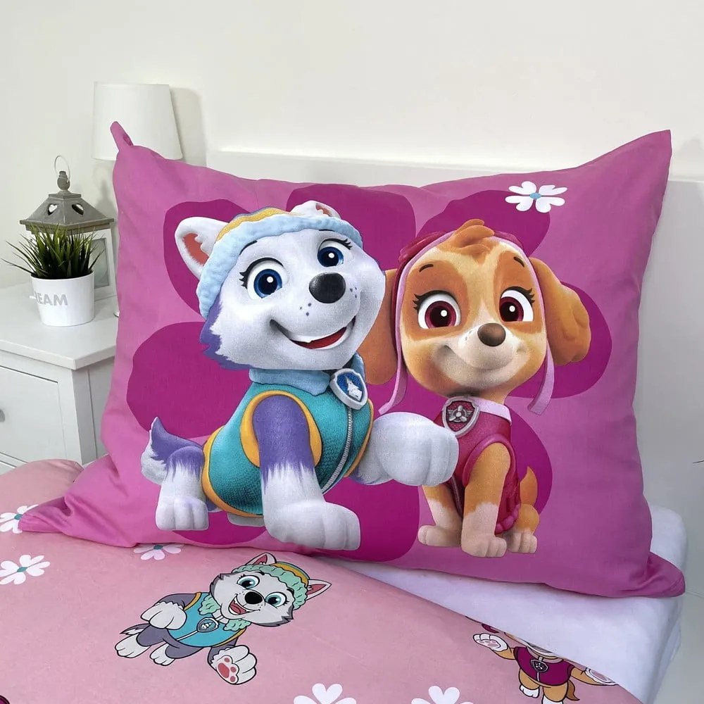 Różowa bawełniana pościel dziecięca jednoosobowa 140x200 cm Paw Patrol "Heroic" – Jerry Fabrics