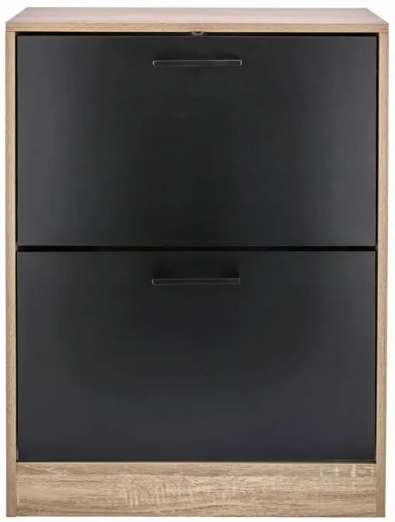 Dwukomorowa nowoczesna szafka na buty czarny naturalny + Z5-L14