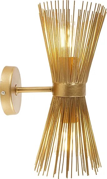 Lampa ścienna art deco złota 2-światłowa - Broom