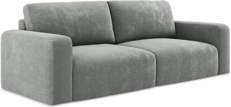 Szara rozkładana sofa ze schowkiem z tkaniny szenilowej 252 cm Kona – Makamii