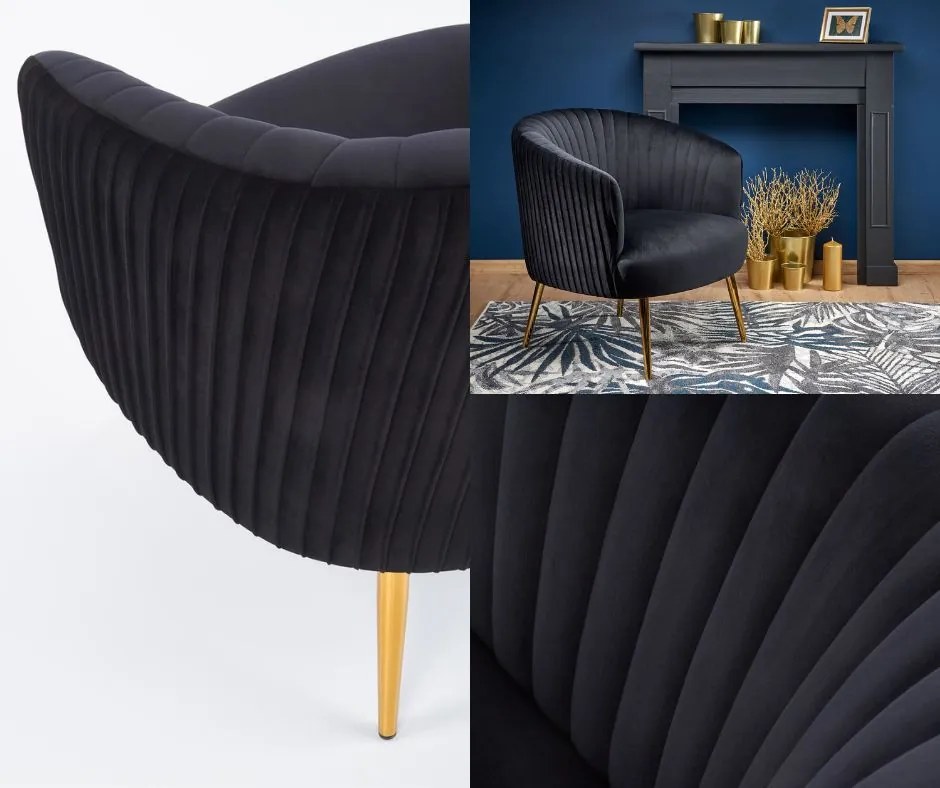 Tapicerowany fotel w stylu glamour Crown