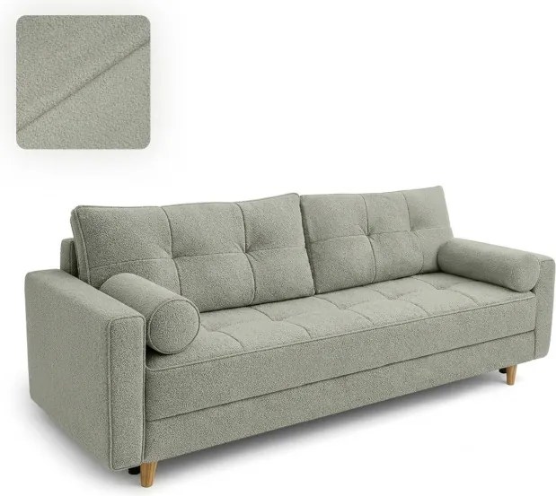 Sofa z Funkcją Spania LONAR Szara Boucle Nowoczesna
