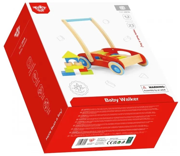 Tooky toy drewniany chodzik pchacz dla dzieci + klocki 23 el.