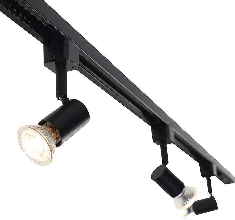 Nowoczesny system szynowy z 3 reflektorami czarny 1-fazowy - Iconic Jeany