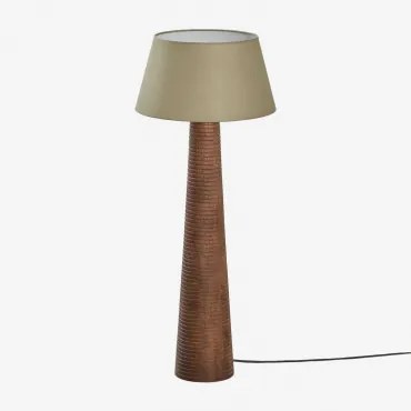 Lampa Podłogowa Z Drewna Mango Malva ↑70 Cm & Sage Green Ø40 Cm Monaco - Sklum