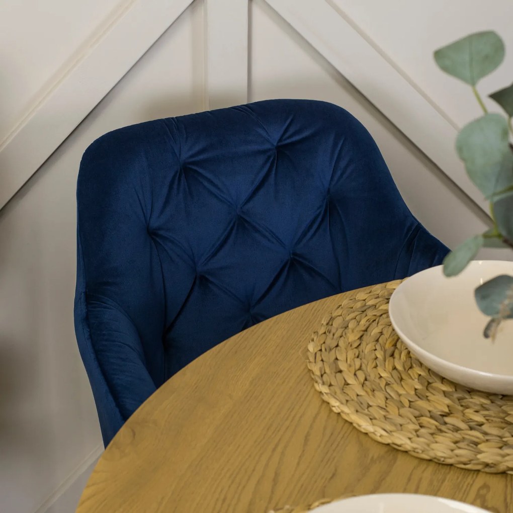 Krzesło Tapicerowane do Salonu VIKI Granatowe Welurowe Nowoczesne Loft