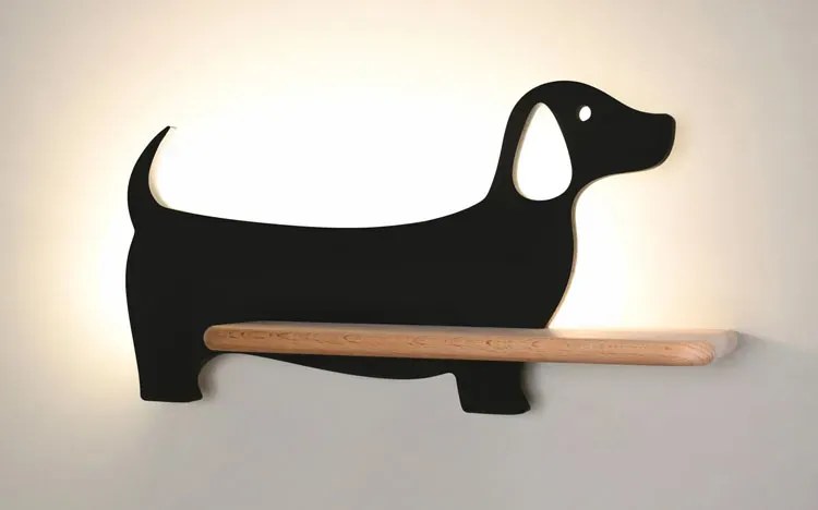Lampka czarna dziecięca w kształcie pieska A8-E18
