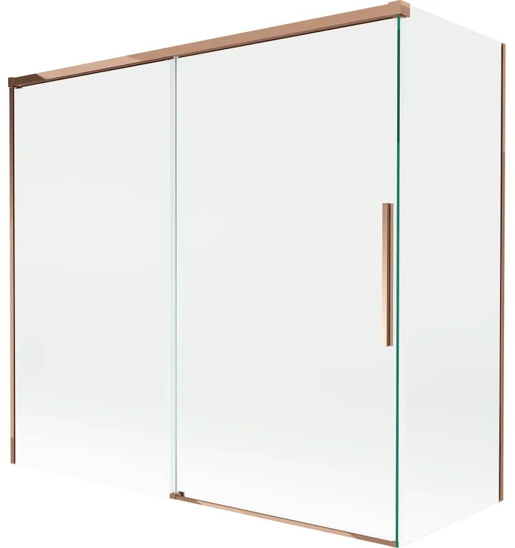 Mexen Rox parawan nawannowy 2-skrzydłowy rozsuwany 170 + 80 x 150 cm, transparent, różowe złoto - 8C9-170-080-60-00