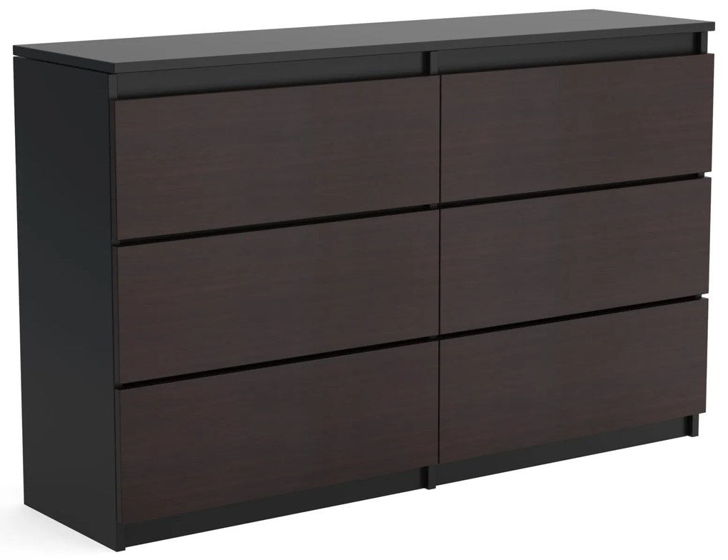 Duża komoda 6 SZUFLAD Szafka 120 cm ARIA Czarny/Wenge