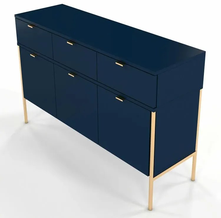 Komoda na metalowych nóżkach w stylu glamour Marly 3X - Granat