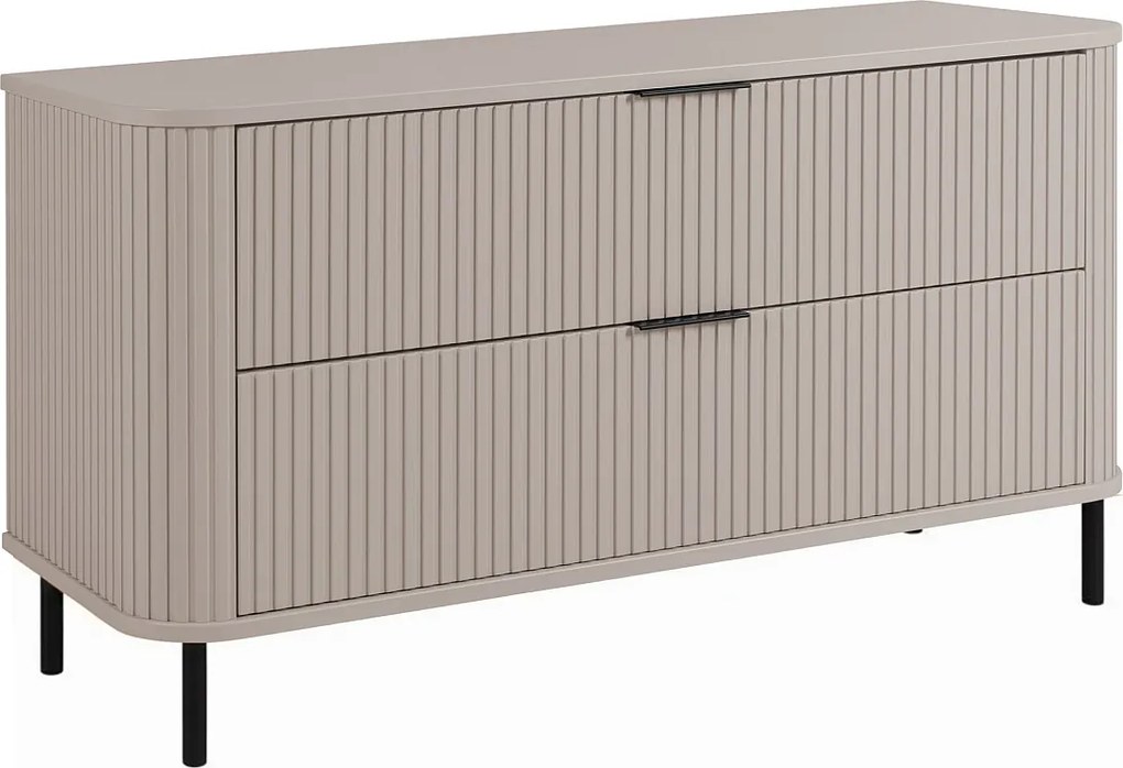 Szafka łazienkowa stojąca z szufladami i metalowymi nóżkami, kolor Kaszmir, uchwyt czarny, nóżki czarne, 120 x 41,5 x 66,7 cm