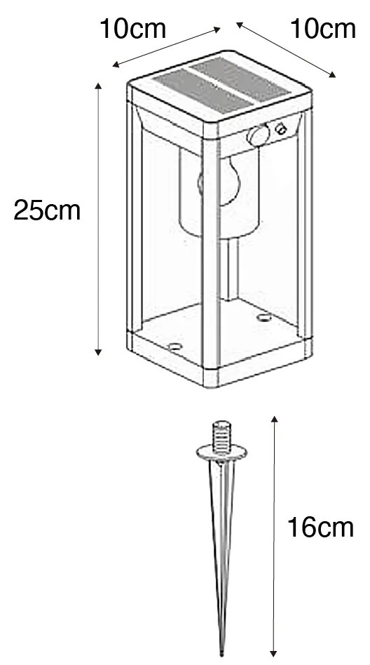 Lampa stojąca zewnętrzna ciemnoszara 25 cm z możliwością ściemniania i czujnikiem na panel solarny - Sonne