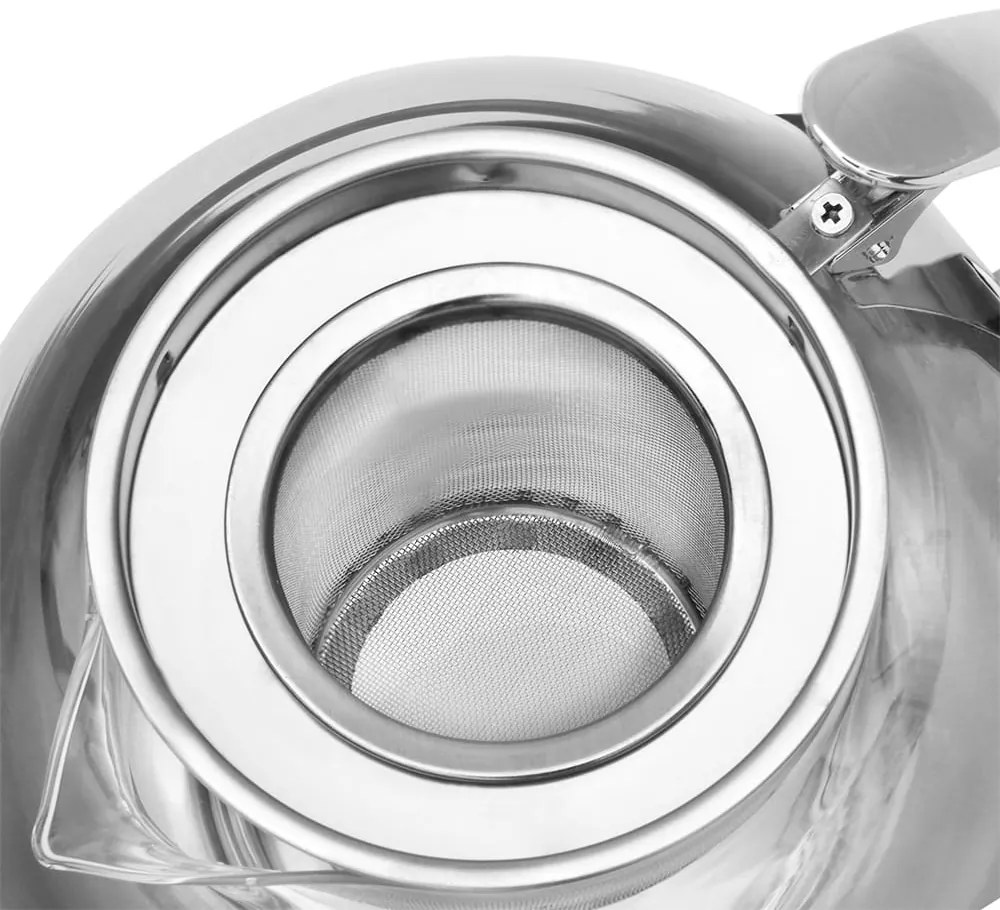 Monzana Zestaw do herbaty z sitkiem TEA 1,2L + 4 filiżanki, przezroczysty, srebrny