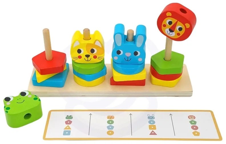 Woopie green układanka montessori piramidka zwierzątka 27 el. fsc