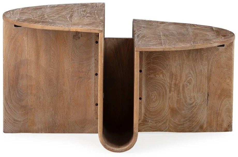 Okrągły stolik z litego drewna mango w ciemnym naturalnym kolorze ø 80 cm Divya – MOME