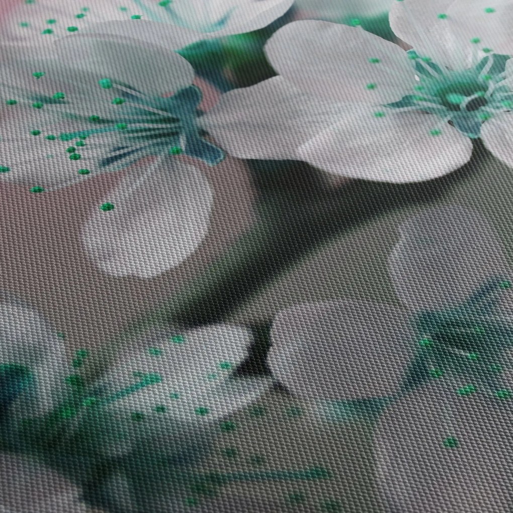 Obraz kwiatu - turkusowy (170x50 cm)