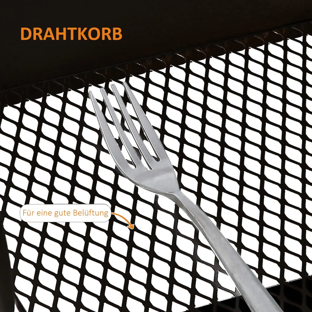 HOMCOM Wózek z 3 Koszami, Wózek Serwisowy, Metal, Tworzywo Sztuczne, Czarny