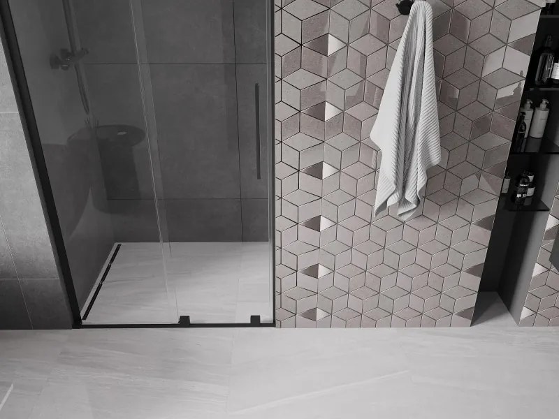 Mexen Velar L drzwi prysznicowe rozsuwane 120 cm, transparent, czarne - 871-120-003-01-70