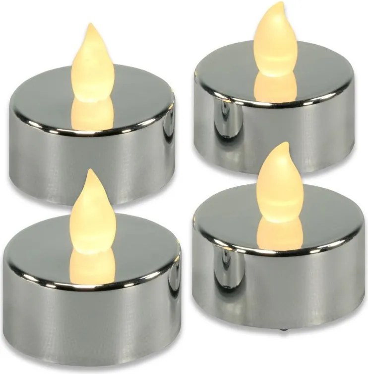 Dekoracyjny zestaw świeczek LED, srebrny, 4 szt