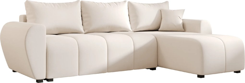 PROMOCJA Rozkładany narożnik dwustronny do L SEVIO 246x145 cm, kremowy + 2 poduszki GRATIS II. jakość