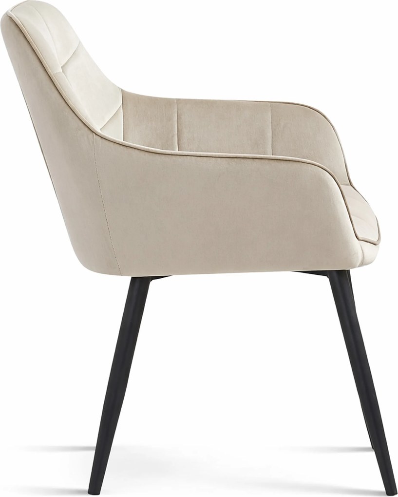 Krzesło do jadalni VARSI VELVET z czarnymi nogami, beżowe