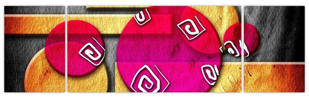 Abstrakcyjny obraz z historycznymi symbolami (170x50 cm)