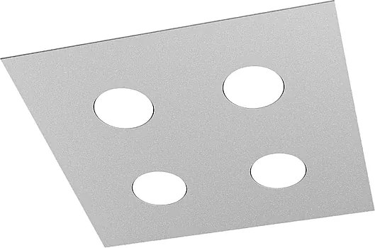 Lampa sufitowa kwadratowa Toplight Area 4-punktowa z oprawką GX53, szara rama, nowoczesny design 40x40x3 cm