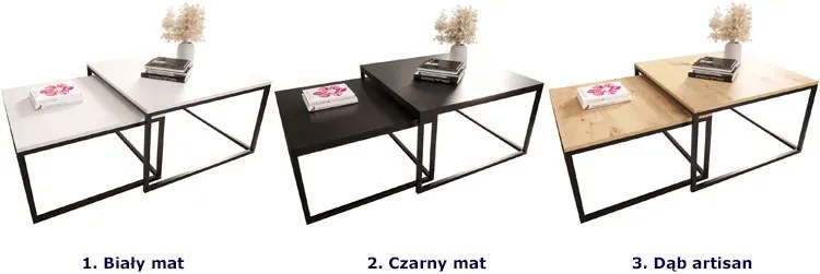 Nowoczesny zestaw 2 stolików kawowych dąb artisan - Donel