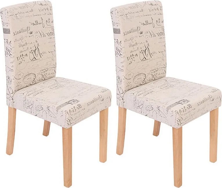 Krzesło do jadalni Littau (zestaw 2 sztuk),  tkanina z napisem, kremowy, jasne nogi