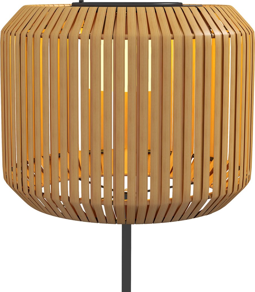 Outsunny Lampa solarna LED do ogrodu z rattanu Wodoodporna z panelem słonecznym i czujnikiem światła Stalowa żółta | Aosom PL