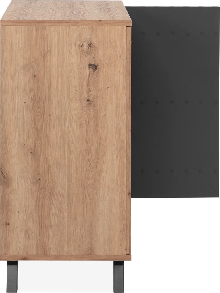 Dwudrzwiowa komoda z lamelami Medan 2D dąb artisan/antracyt
