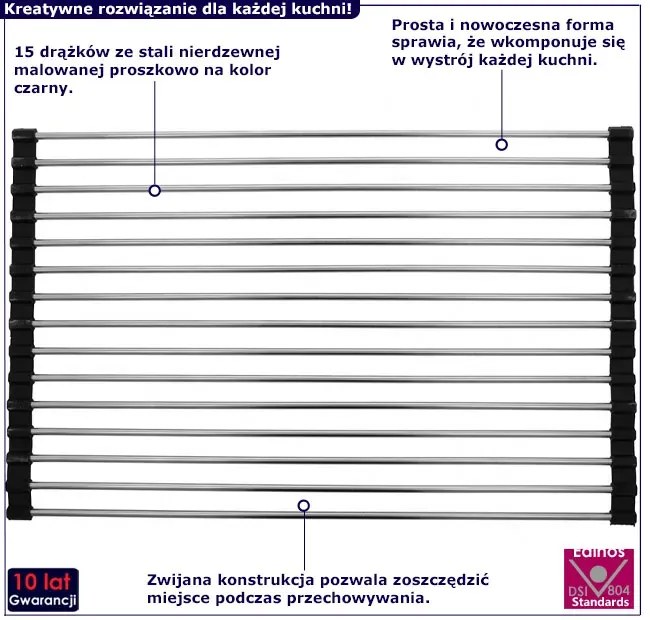 Stalowy rozkładany ociekacz na naczynia E9-K54