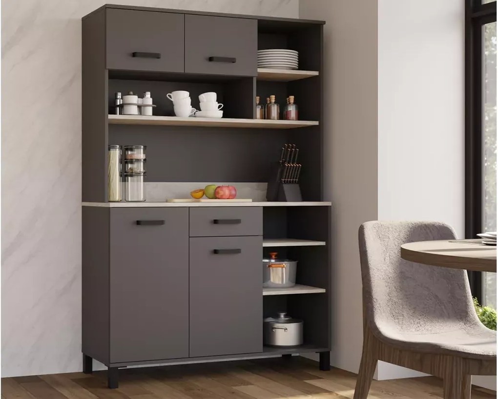 Elegancki i funkcjonalny buffet Marettimo do nowoczesnych wnętrz z szufladą i półkami