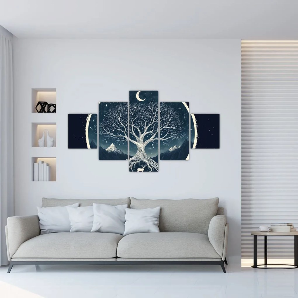 Obraz – Magiczne drzewo z jeleniem II. (125x70 cm)