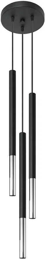 Czarna chromowana potrójna lampa wisząca tuba - EX721 L3-A55