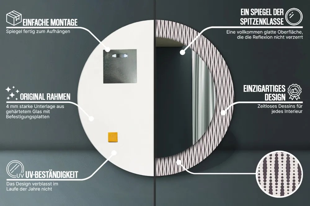 Geometryczny wzór kropek Lustro z nadrukiem okrągłe