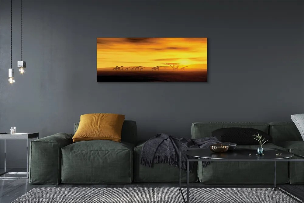 Duży obraz na płótnie Drzewo i Żyrafy pod Niebem