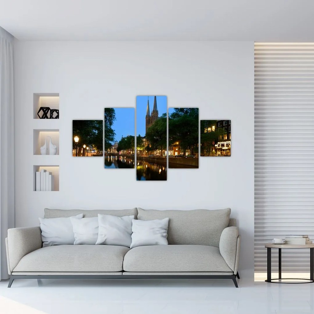 Obraz nocnego historycznego miasta (125x70 cm)
