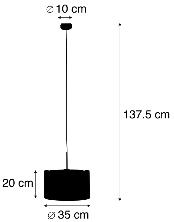 Lampa wisząca czarna klosz welurowy złoty 35cm - Combi Nowoczesny Oswietlenie wewnetrzne