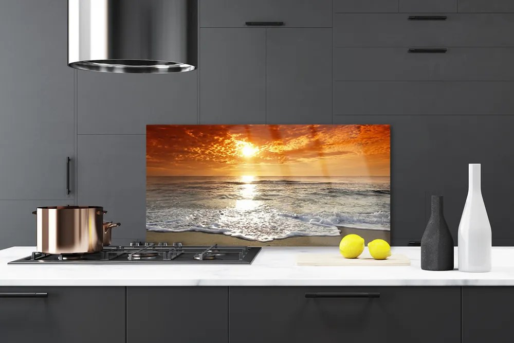 Panel Szklany do Kuchni Zachód Słońca nad Horyzontem