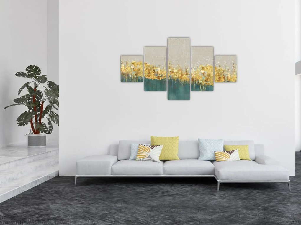 Obraz - Tekstura ze złotą dekoracją (125x70 cm)
