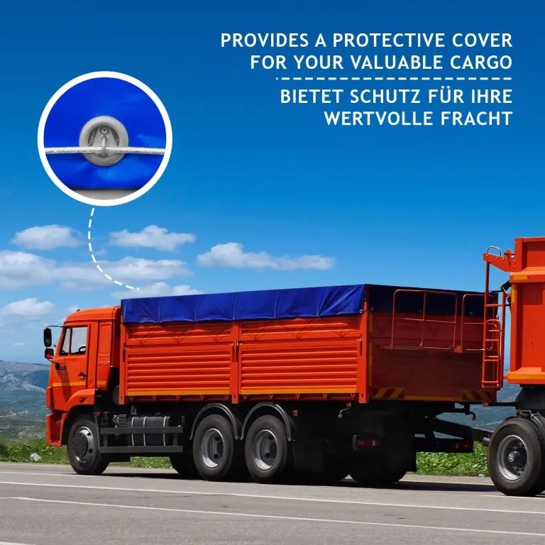 Plandeka JAGO 650 g/m², aluminiowe oczka, niebieska, 5x7 m