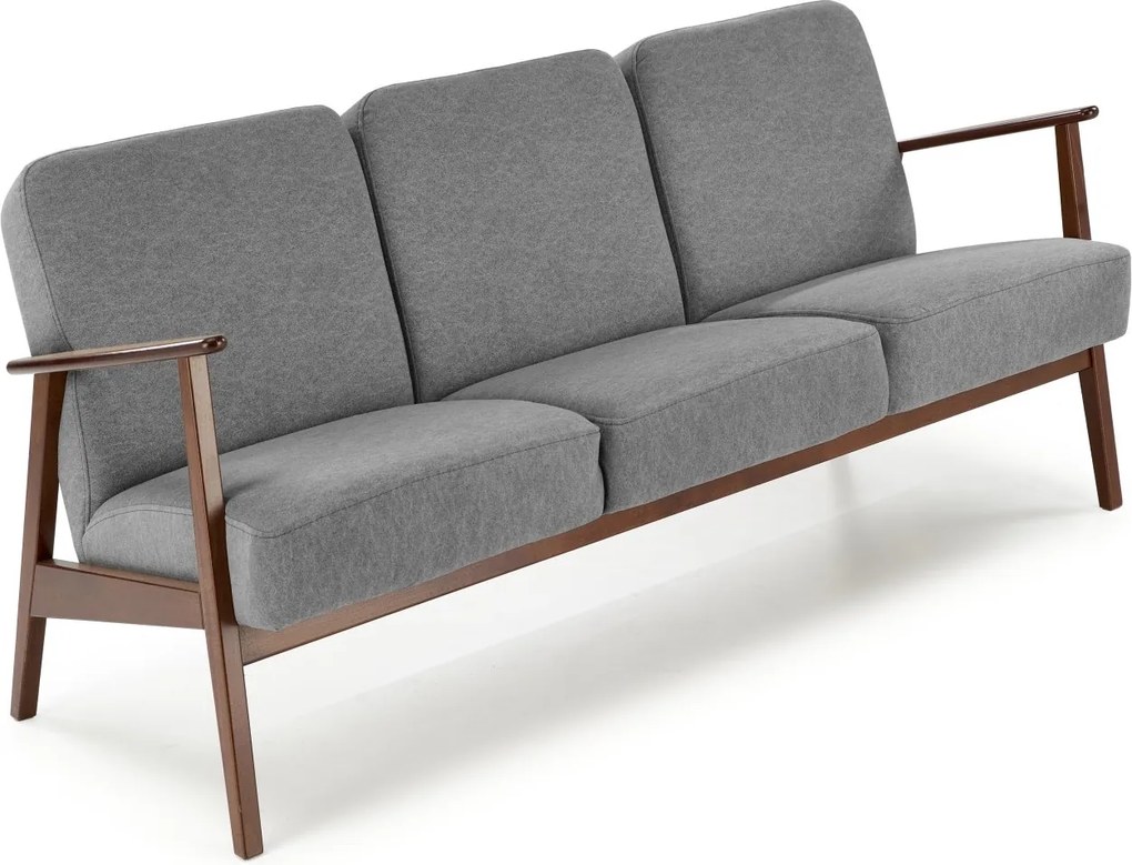 3-osobowa sofa do salonu z drewnianymi podłokietnikami Milano 3S Halmar