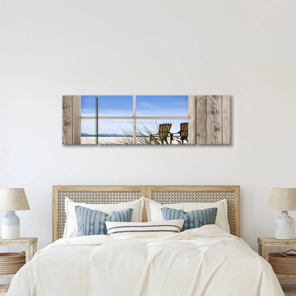 Obraz - Okno z widokiem na plażę (170x50 cm)