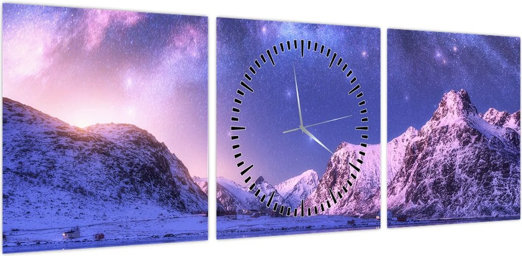 Obraz - Arktyczny krajobraz (z zegarem) (90x30 cm)