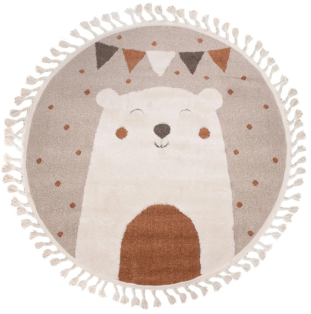 Dywan Skandi Kids Miś beżowy koło 120x120 Koło