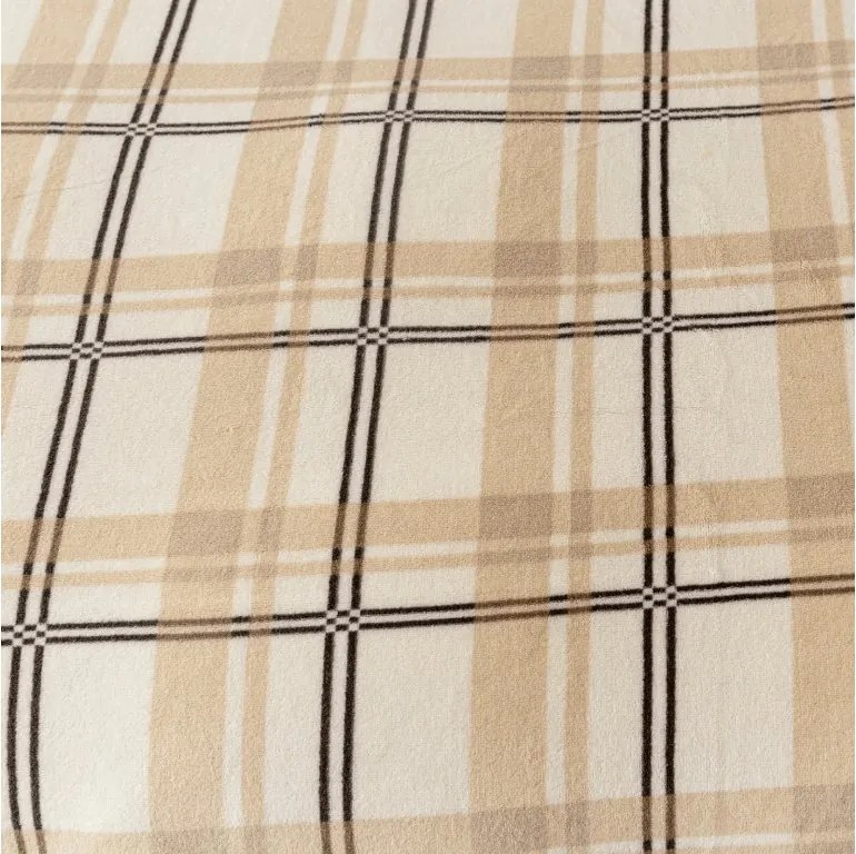 PrzytulneMieszkanie.pl Prześcieradło z mikropluszu PLAID 90x200 cm kremowe