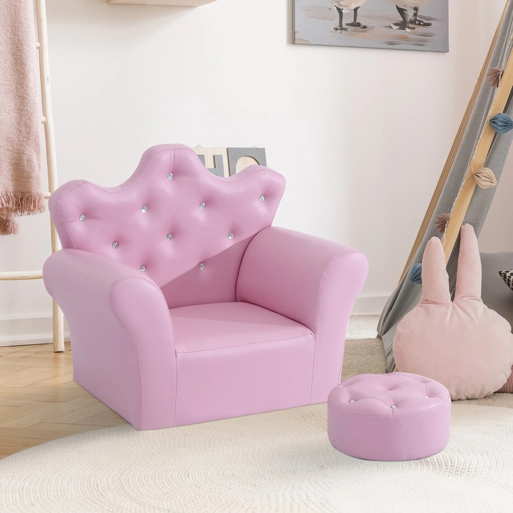 HOMCOM fotel dziecięcy sofa dziecięca miękka z kryształowymi guzikami